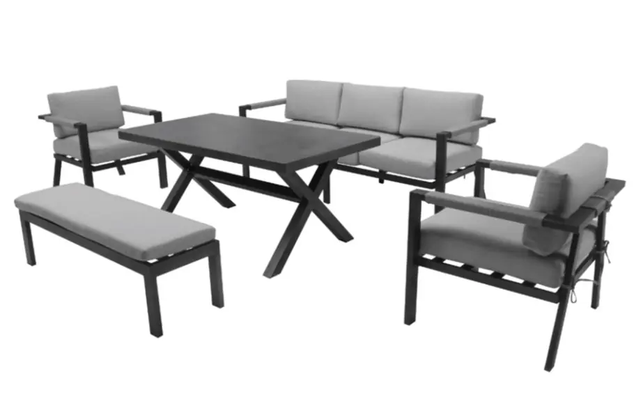Commander Maintenant Salon de jardin CHANVRE 3 aluminium graphite 7 places