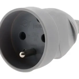 Fiche électrique femelle 2 pôles + terre 16A - Gris ZENITECH Dernière Chance