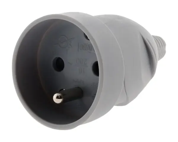 Fiche électrique femelle 2 pôles + terre 16A - Gris ZENITECH Dernière Chance