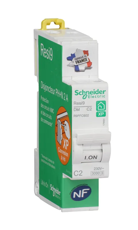 Offre Spéciale Disjoncteur divisionnaire 2A courbe C 3kA peignable 1 pôle + neutre - Resi9 XP SCHNEIDER ELECTRIC
