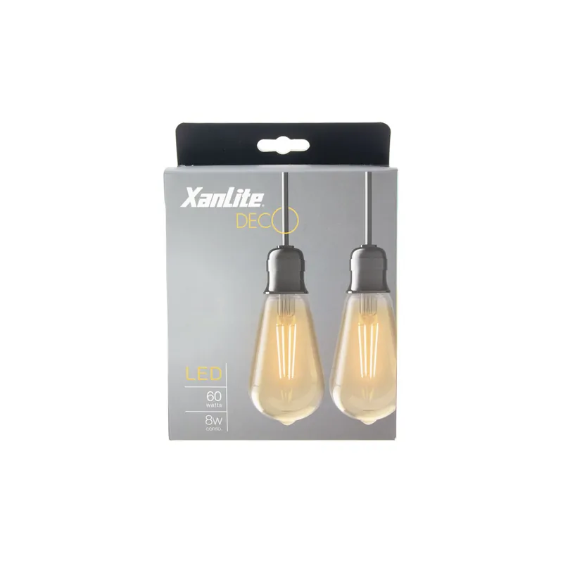 Lot de 2 ampoules Filament LED ST64 Edison ambrées 9 W = 806 Lumens XANLITE Produit De Marque