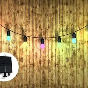 Guirlande lumineuse extérieur solaire E27 7,5m Stelar noir IP44 7,4 lumens RGB - ARLUX Dernier Modèle