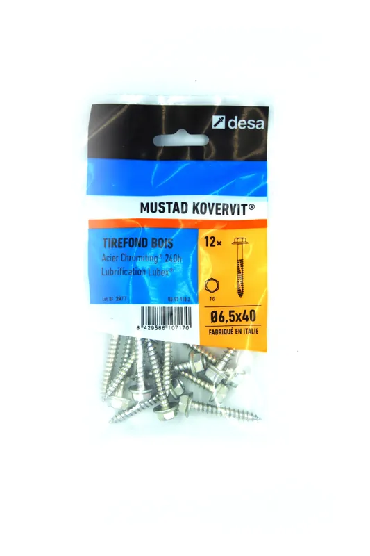 Tirefond Kovervit TH 6.5 x 40 mm par 12 MUSTAD Retour Gratuit