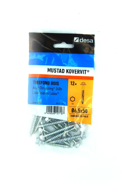Tirefond Kovervit TH 6.5 x 50 mm par 12 MUSTAD Promotion Saisonnière