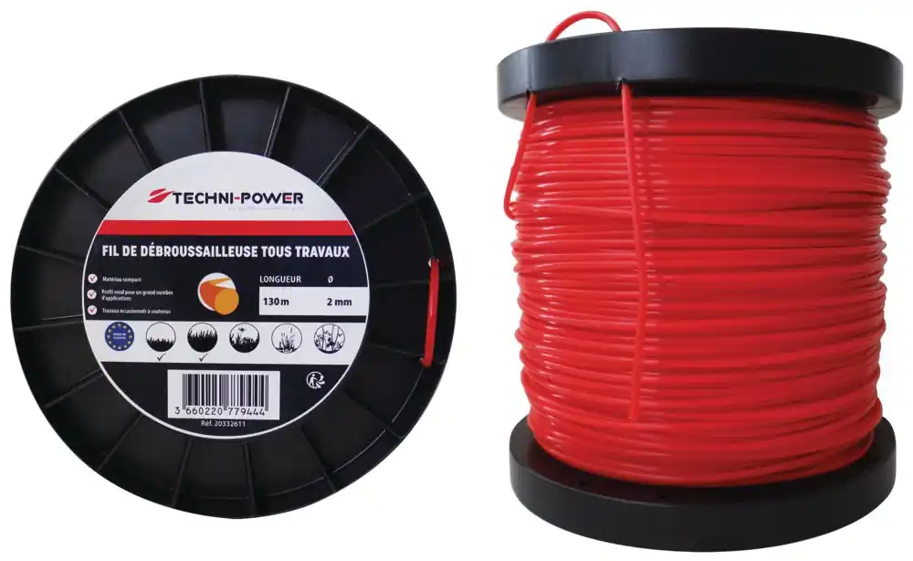 Fil nylon rond 2 mm 130 m TECHNI-POWER Seulement Aujourd'hui