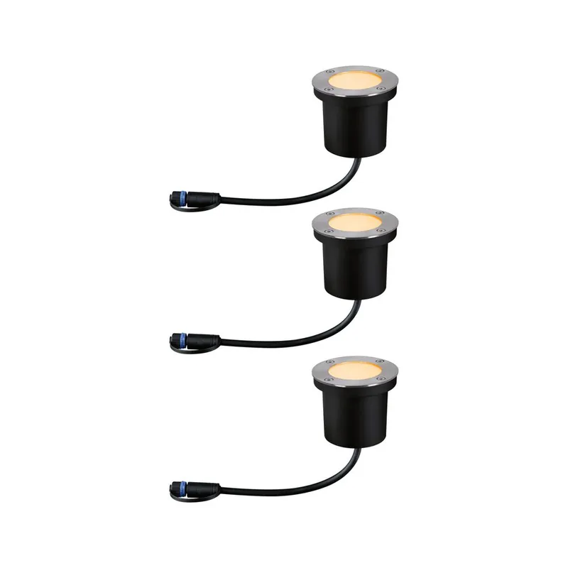 Spots encastrables extérieur LED blanc chaud IP67 3x4,5W 3x180 lumens 24V Kit de démarrage - Floor Plug & Shine PAULMANN Petit Prix