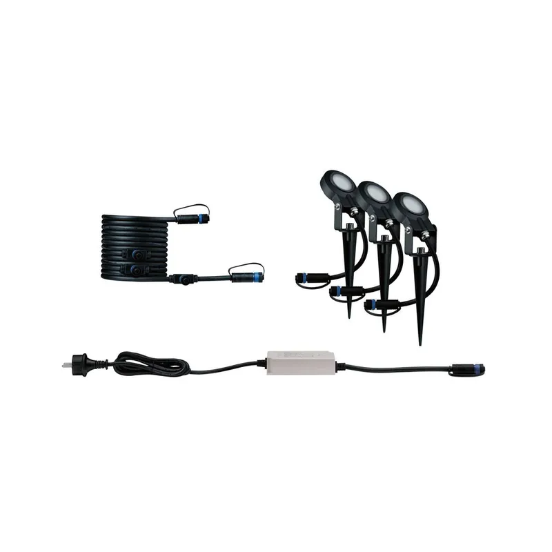 Spots LED extérieur blanc chaud IP67 3x6,3W 280 lumens 24V Kit de démarrage - Sting Plug & Shine PAULMANN Livraison Express
