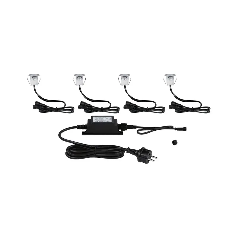 Spot encastrable extérieur LED blanc chaud IP67 4x0,6W 4x40 lumens 12V Kit de démarrage - Link+Light PAULMANN Bon Marché