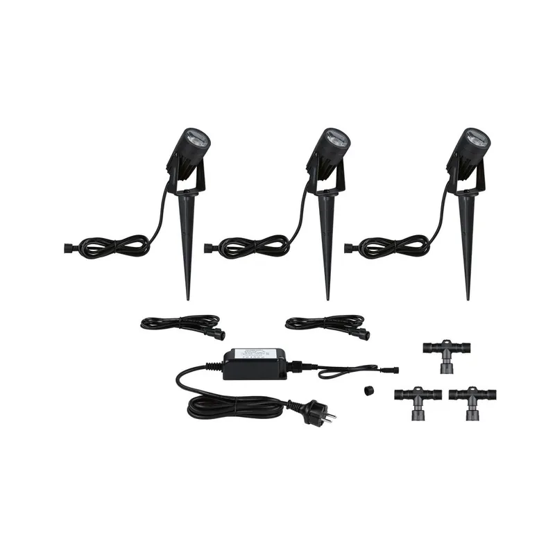 Prix Cassé Spots LED extérieur blanc chaud IP67 3x3,5W 3x150 lumens 12V Kit de démarrage - Link+Light PAULMANN
