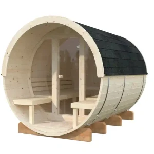 Sauna extérieur rond en bois Palmako Anita 4 places avec poêle et façade vitrée - 10,4 m² - PALMAKO Satisfait Ou Remboursé