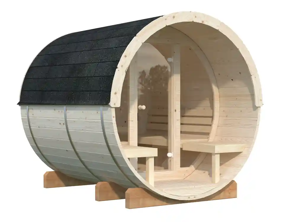 Jusqu'à Épuisement Des Stocks Sauna extérieur rond en bois Palmako Anita 4 places avec poêle - 8,6 m² - PALMAKO