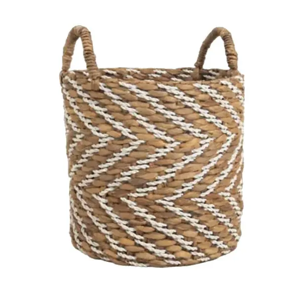 Panier souple Elise - 35 x 35 x 35 cm - taille L - jute - motifs chevrons M.CEZARE Jusqu'à Épuisement Des Stocks