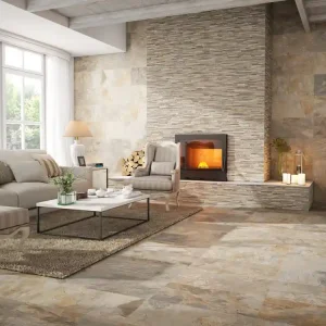 Achat Immédiat Carrelage sol et mur intérieur effet pierre ocre ARDESIA ép 9 mm 32 x 62,5 cm paquet de 1m² CERAM INDUSTRIE