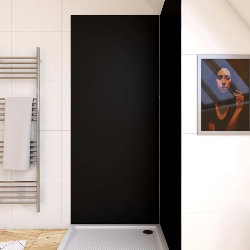 Petit Prix Panneau mural de douche aluminium noir 90 x 210 cm AURLANE