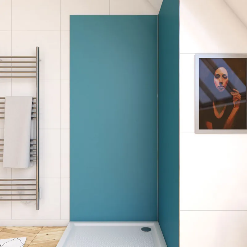 Panneau mural de douche aluminium bleu 90 x 210 cm AURLANE Retour Gratuit
