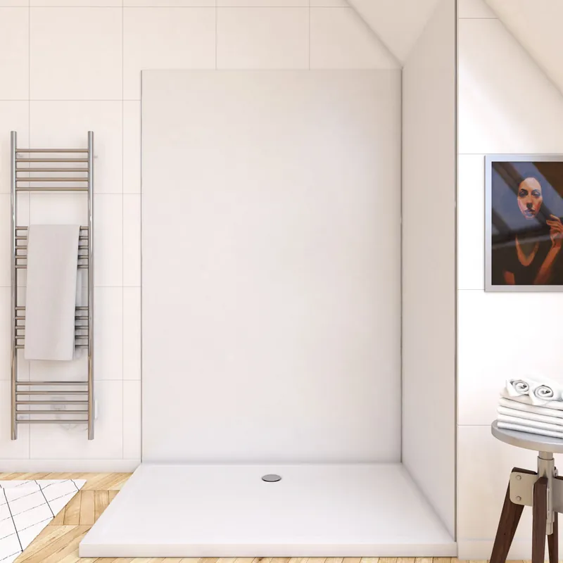 Panneau mural de douche aluminium blanc 120 x 210 cm AURLANE Dernier Modèle