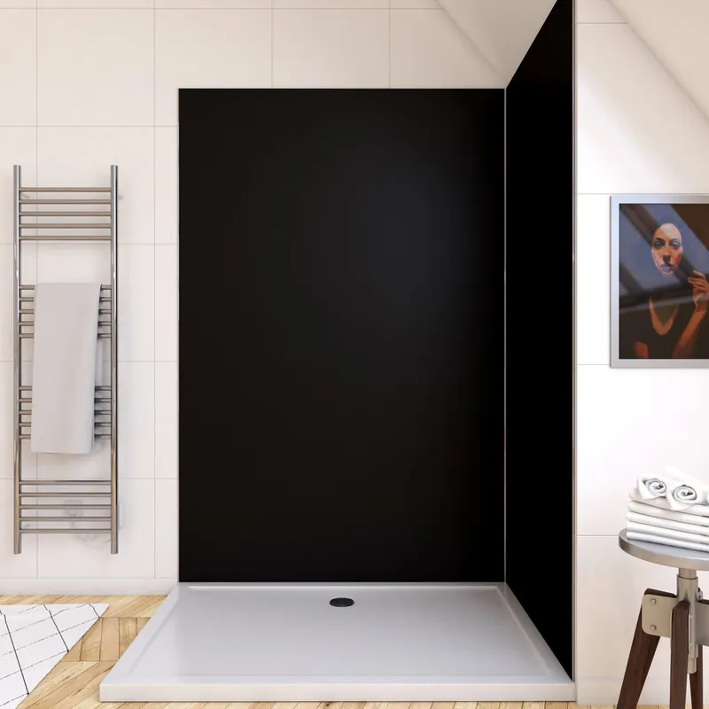 Solde Panneau mural de douche aluminium noir 120 x 210 cm AURLANE