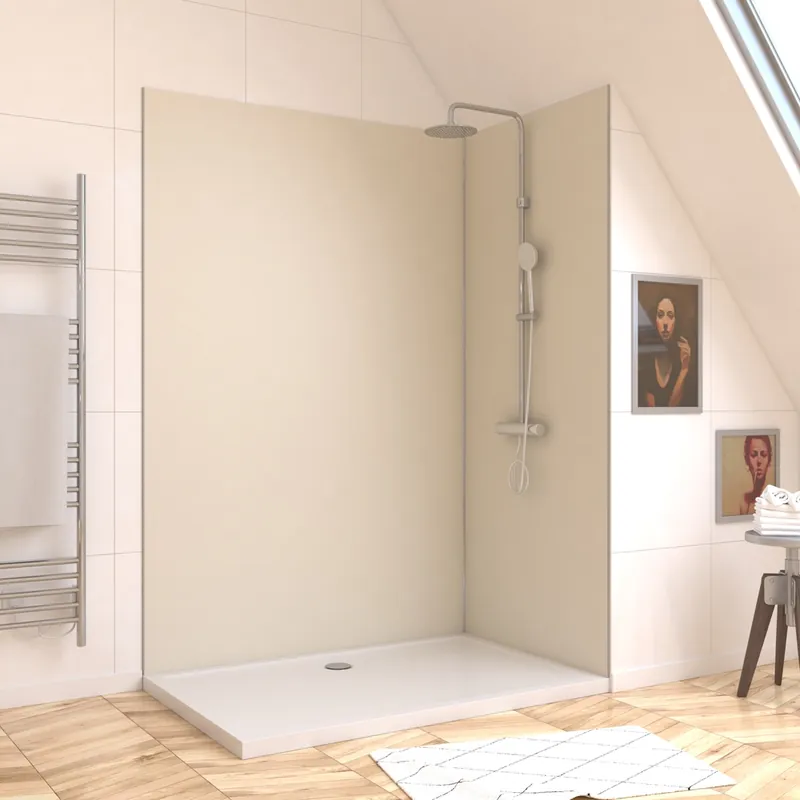 Satisfait Ou Remboursé Panneau mural de douche aluminium ivoire 120 x 210 cm AURLANE