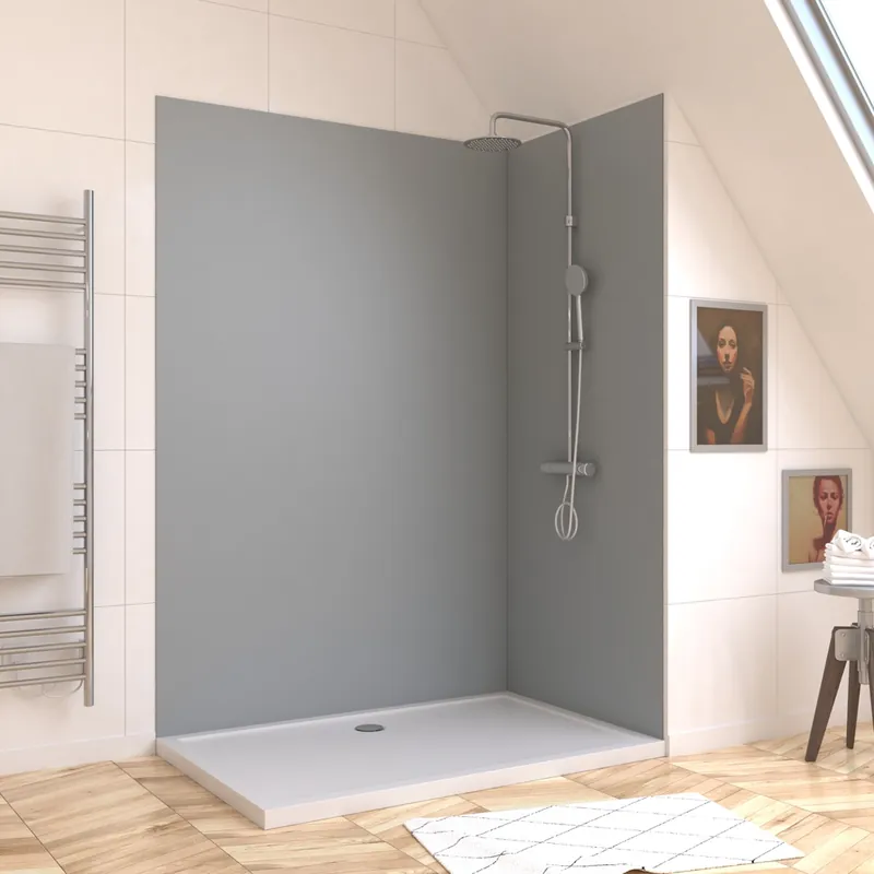 Panneau mural de douche aluminium silver 120 x 210 cm AURLANE Paiement Sécurisé