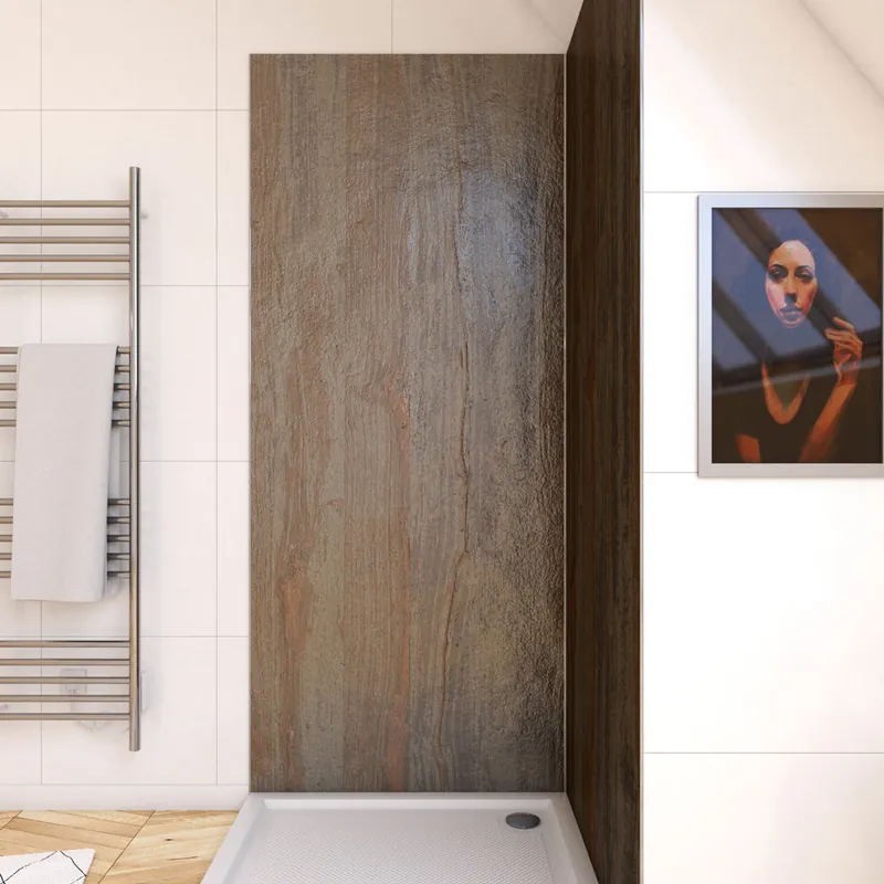 Dernière Chance Panneau mural de douche pierre de mica Wood Stone finition pierre 90 x 210 cm AURLANE