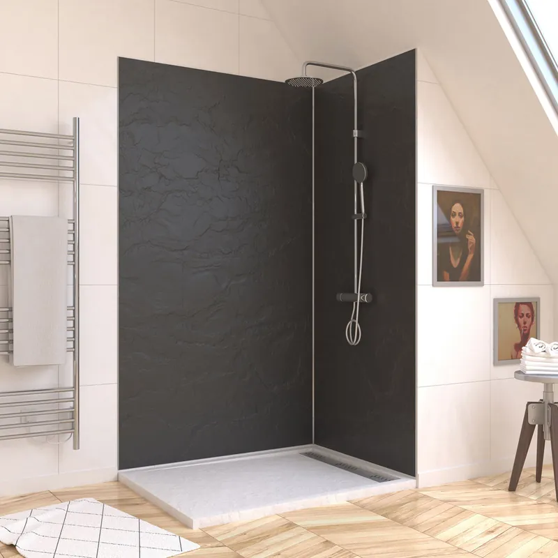 Panneau mural de douche ardoise et résine Ardoise 120 x 210 cm AURLANE Pas Cher