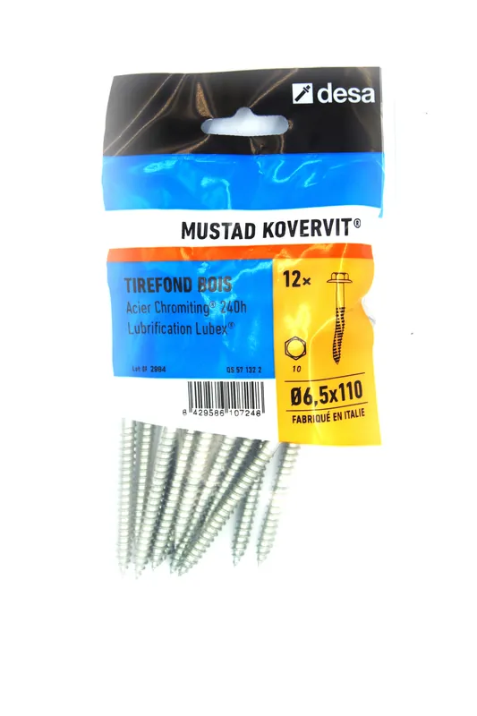 Tirefond Kovervit TH 6.5 x 110 mm par 12 MUSTAD Bon Marché
