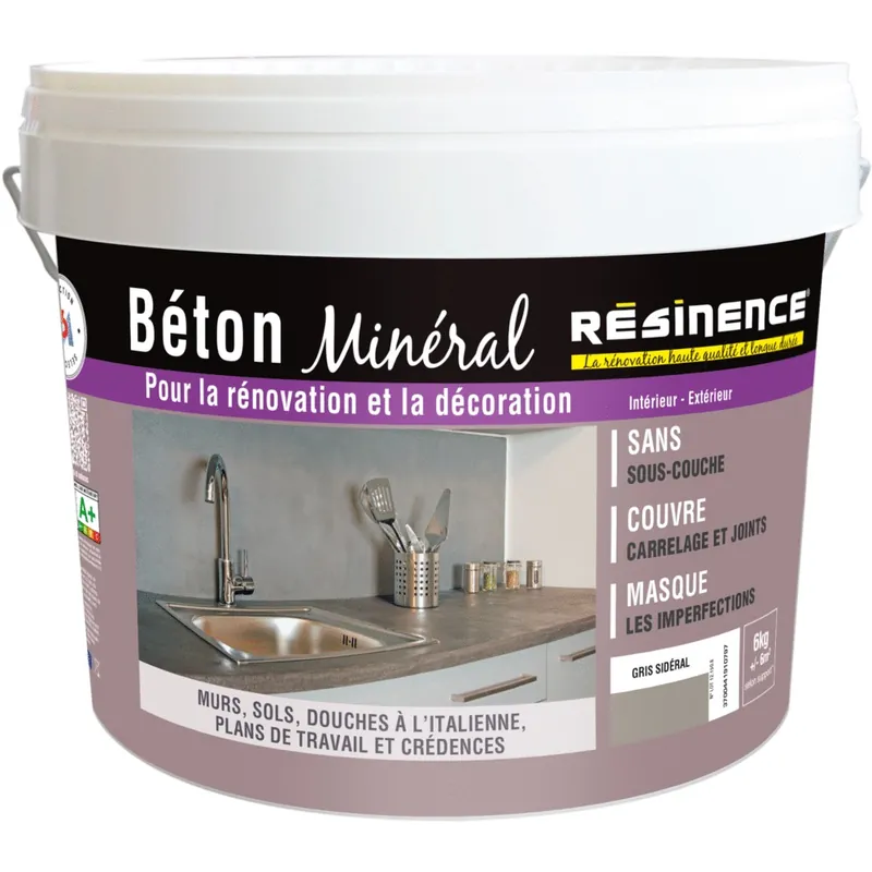 Prix Cassé Enduit décoration béton minéral gris sidéral 6 kg RESINENCE