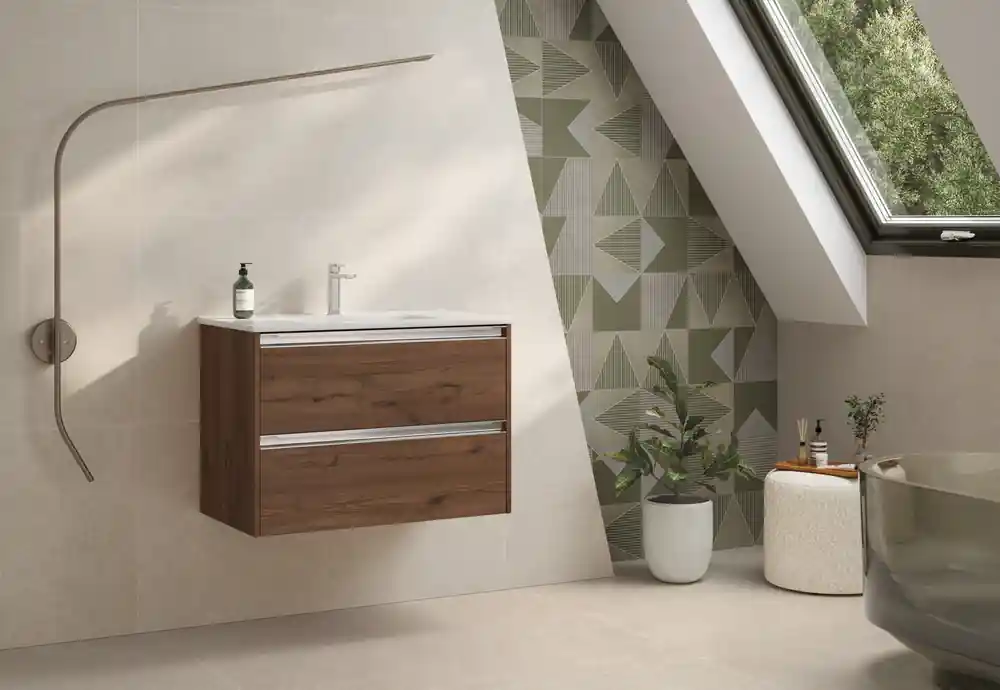 Caisson de salle de bains Thana 2 tiroirs L80 x H55 x P45 cm panneau de particules vieux chêne Prix Choc