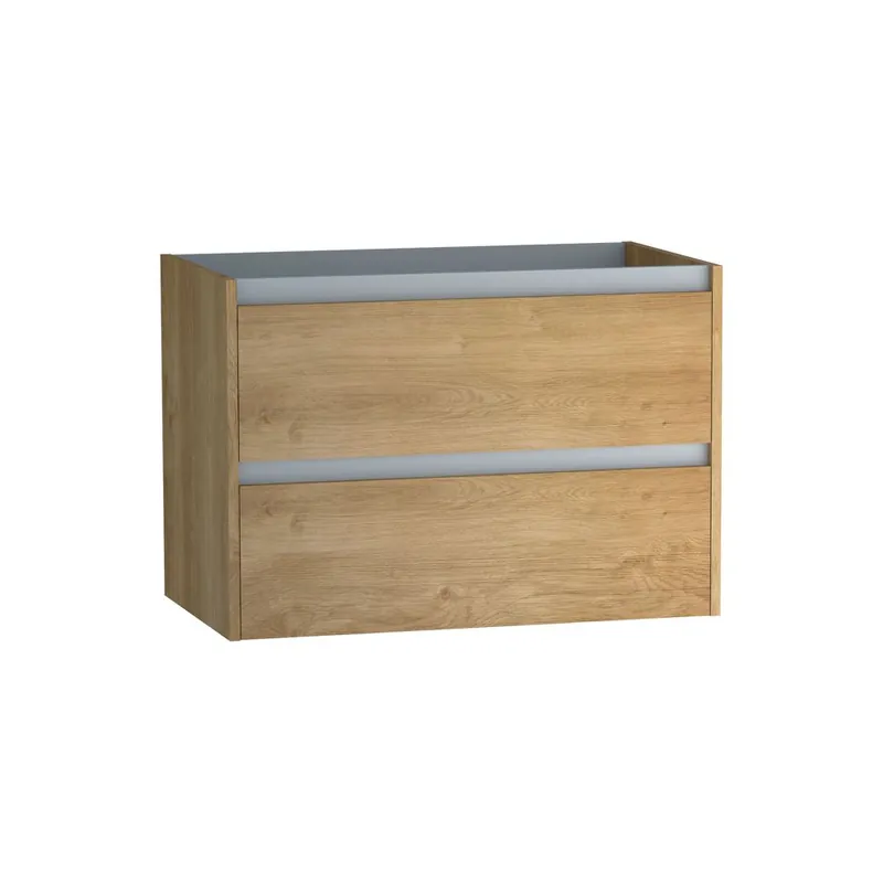 Jusqu'à Épuisement Des Stocks Caisson de salle de bains Thana 2 tiroirs L80 x H55 x P45 cm panneau de particules chêne naturel