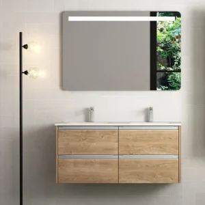 Caisson de salle de bains Thana 4 tiroirs L120 x H55 x P45 cm panneau de particules chêne naturel Must-Have