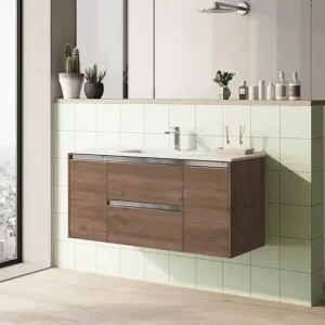 Caisson de salle de bains Thana 2 tiroirs 2 portes 120 x 59 x 46 cm panneau de particules vieux chêne Marque