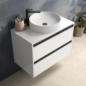 Plateau de salle de bains Thana avec renfort L80 x H1,6 x P46 cm panneau de particules blanc Dernier Modèle