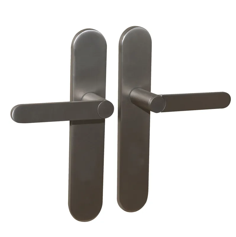 Poignées de porte sur plaques sans trou sans perçage Meudon K nickel satiné mat LINEA BERTOMANI Vente Flash