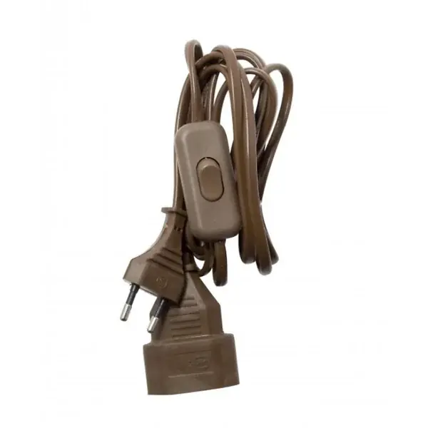 Seulement Aujourd'hui Prolongateur H03VVH2F 2x0,75mm² + interrupteur - 2m - Brun - Chacon