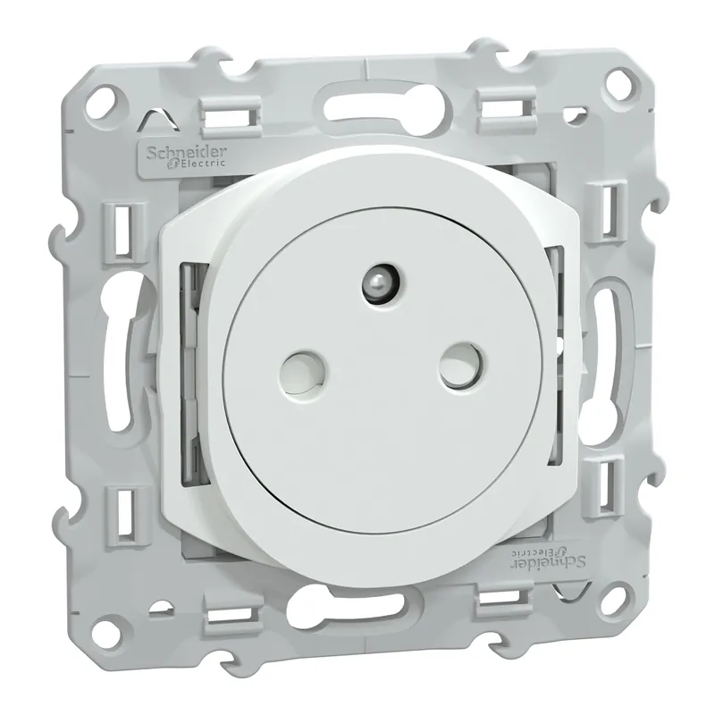 Prise 2 pôles + terre affleurante blanc - Ovalis SCHNEIDER ELECTRIC Dernière Chance