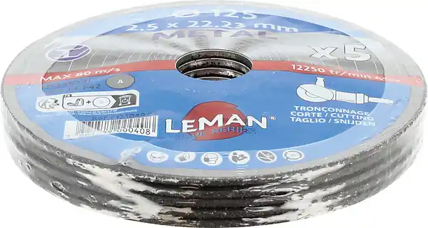 Disque à tronçonner métal 125mm - Lot de 5 LEMAN Marque