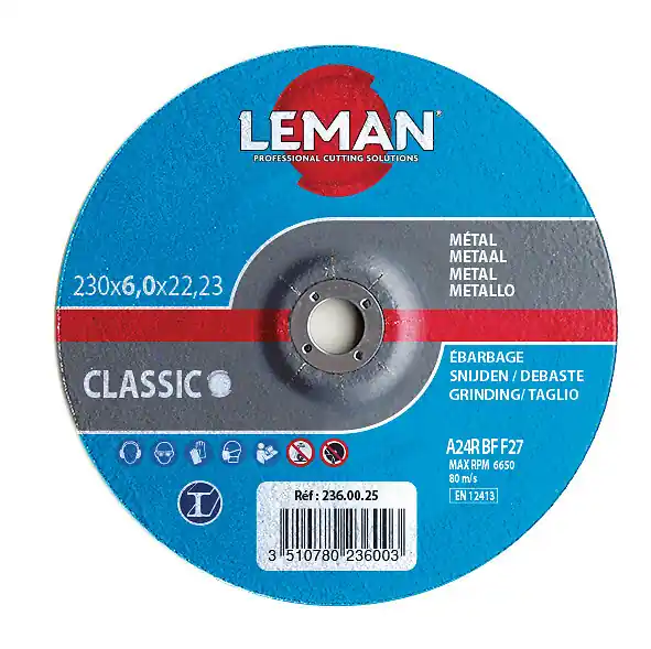 Remise Disque à ébarber métal 125mm - Corindon - 6mm épaisseur LEMAN