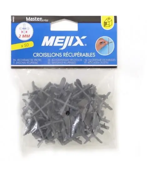 Haute Qualité Croisillons récupérables carrelage 2mm - Lot de 50 MEJIX
