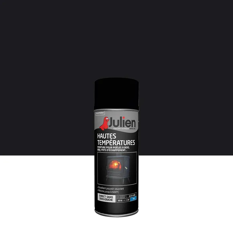 Peinture en aérosol hautes températures 600° noir 400 ml JULIEN Offre Spéciale