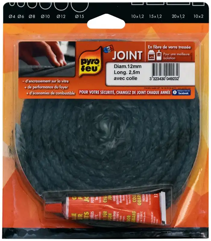 Joint fibre verre diamètre 12 mm L 2,5 m PYROFEU Offre Exclusive