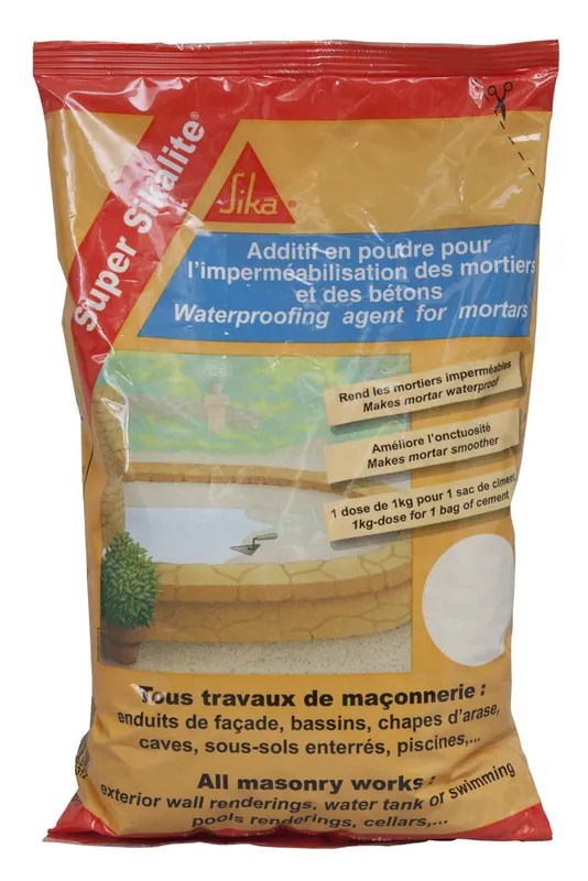 Paiement Sécurisé Hydrofuge en poudre Super Sikalite 1 kg pour 35kg de ciment SIKA