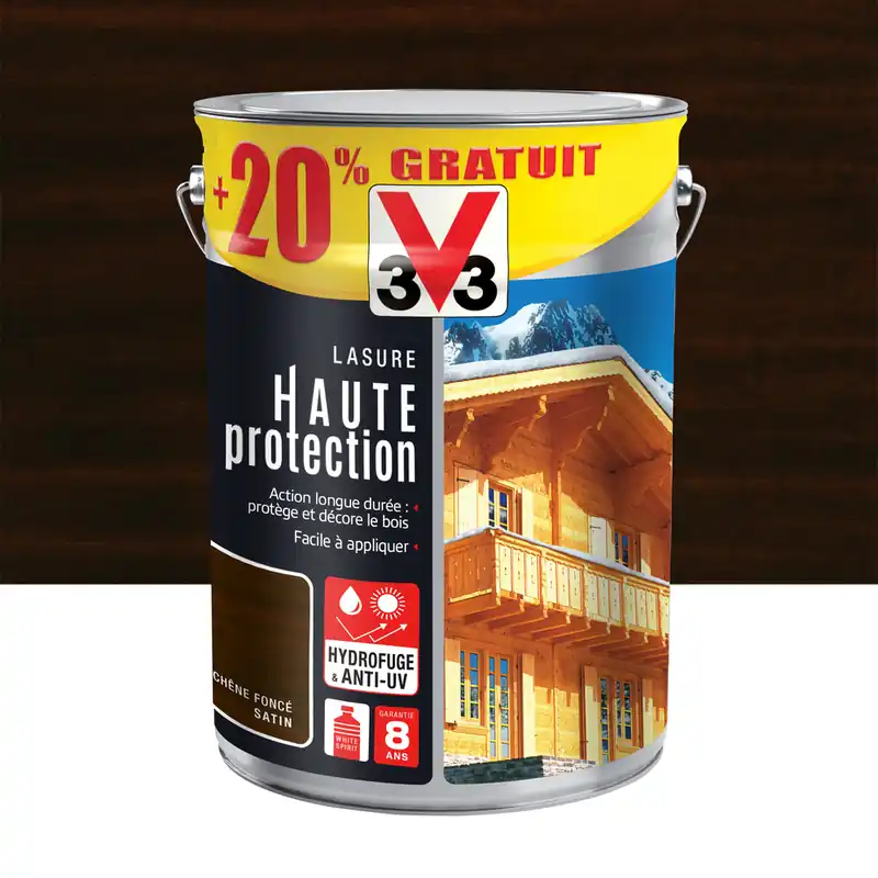 Haute Qualité Lasure bois Haute Protection chêne foncé 5 l + 20 % gratuit V33