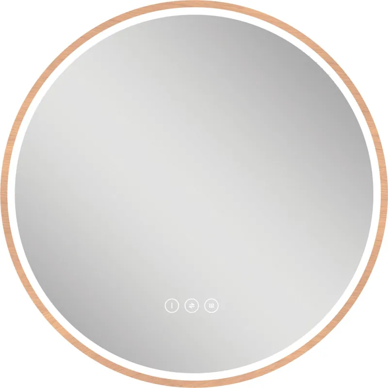 Dernière Chance Miroir rond en bois lumineux D.60 cm Swann Wood MP GLASS