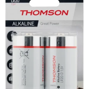 Prix Promo Lot de 2 piles alcalines D ou LR20 - THOMSON