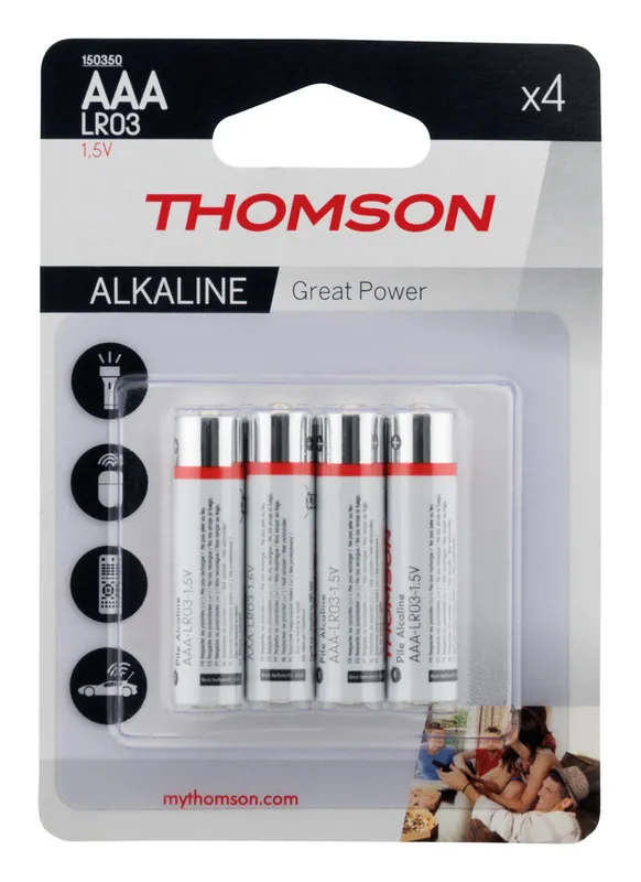 Remise Lot de 4 piles alcalines AAA ou LR03 - THOMSON