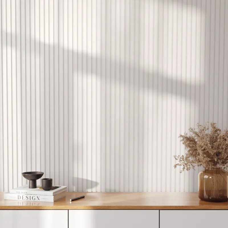 Panneau décoratif MDF 3D Latt fond blanc à peindre - Lot de 2 - 20 x 287 x 1250 mm - AJ TIMBER Offre Du Jour