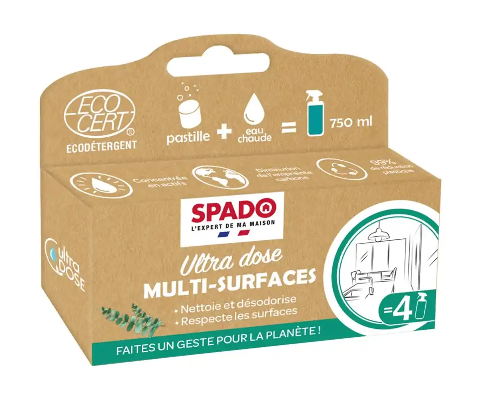 Étui de 4 pastilles ultra dose multi-surfaces SPADO Top Vente