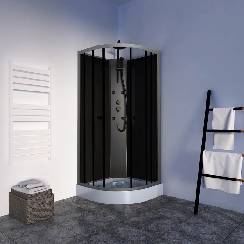 Seulement Aujourd'hui Cabine de douche hydromassante Lana noir 1/4 de rond 85 x 85 x 226 cm