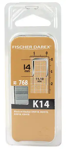 Prix Bas Agrafes K galvanisées 14mm - Sachet de 768 FISCHER DAREX