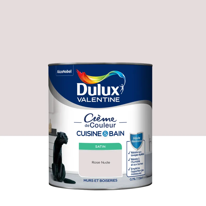 Prix Bas Peinture Crème de Couleur Cuisine et Bain Satin Rose Nude 0,75 L